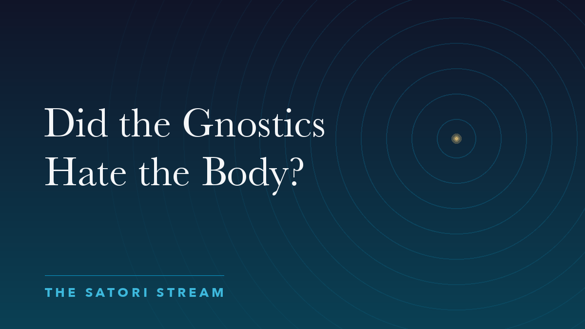 Cover art for Did the Gnostics Hate the Body?: rippling concentric circles radiating from a point of golden light on a deep blue gradient