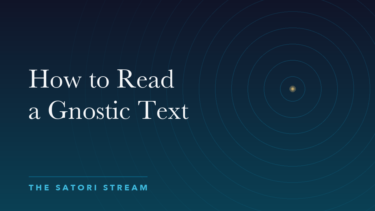 Cover art for How to Read a Gnostic Text: rippling concentric circles radiating from a point of golden light on a deep blue gradient