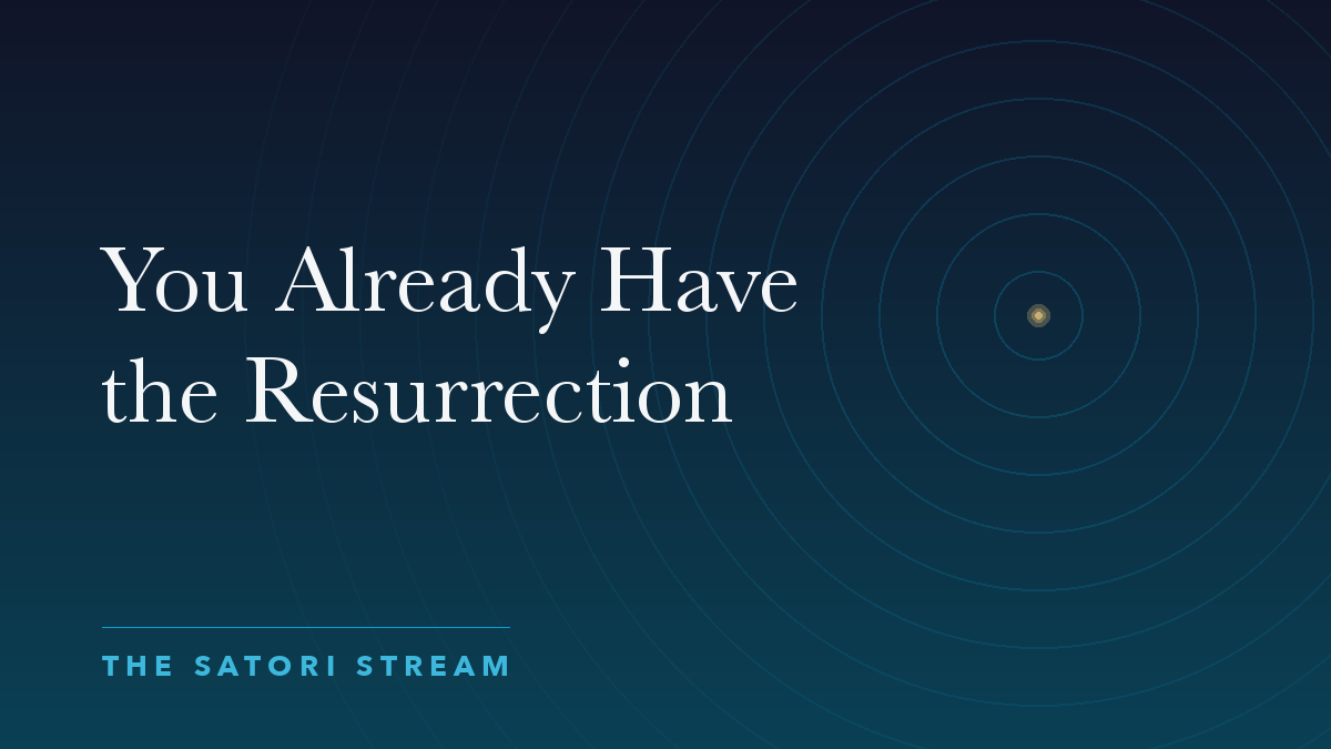 Cover art for You Already Have the Resurrection: rippling concentric circles radiating from a point of golden light on a deep blue gradient