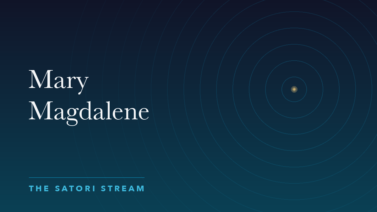 Cover art for Mary Magdalene: rippling concentric circles radiating from a point of golden light on a deep blue gradient
