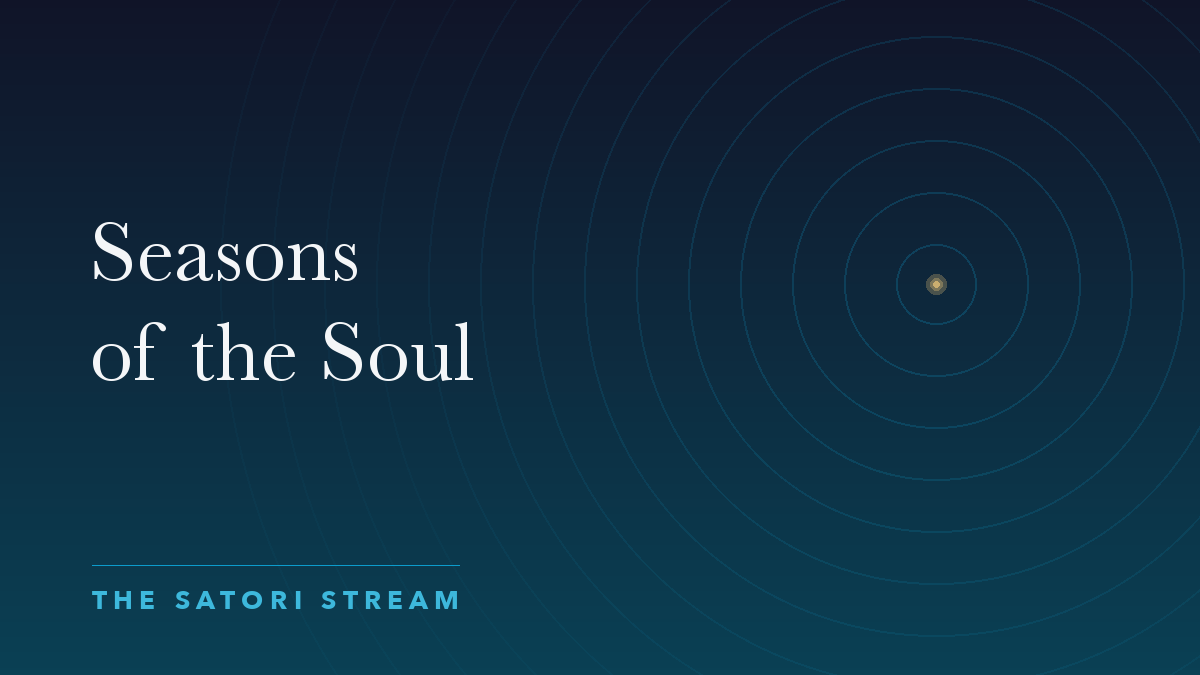 Cover art for Seasons of the Soul: rippling concentric circles radiating from a point of golden light on a deep blue gradient