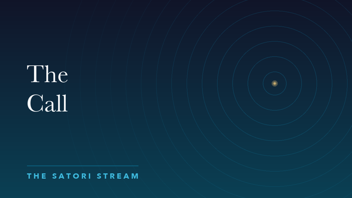 Cover art for The Call: rippling concentric circles radiating from a point of golden light on a deep blue gradient