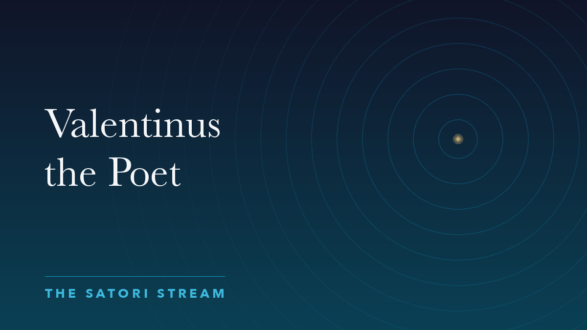 Cover art for Valentinus the Poet: rippling concentric circles radiating from a point of golden light on a deep blue gradient