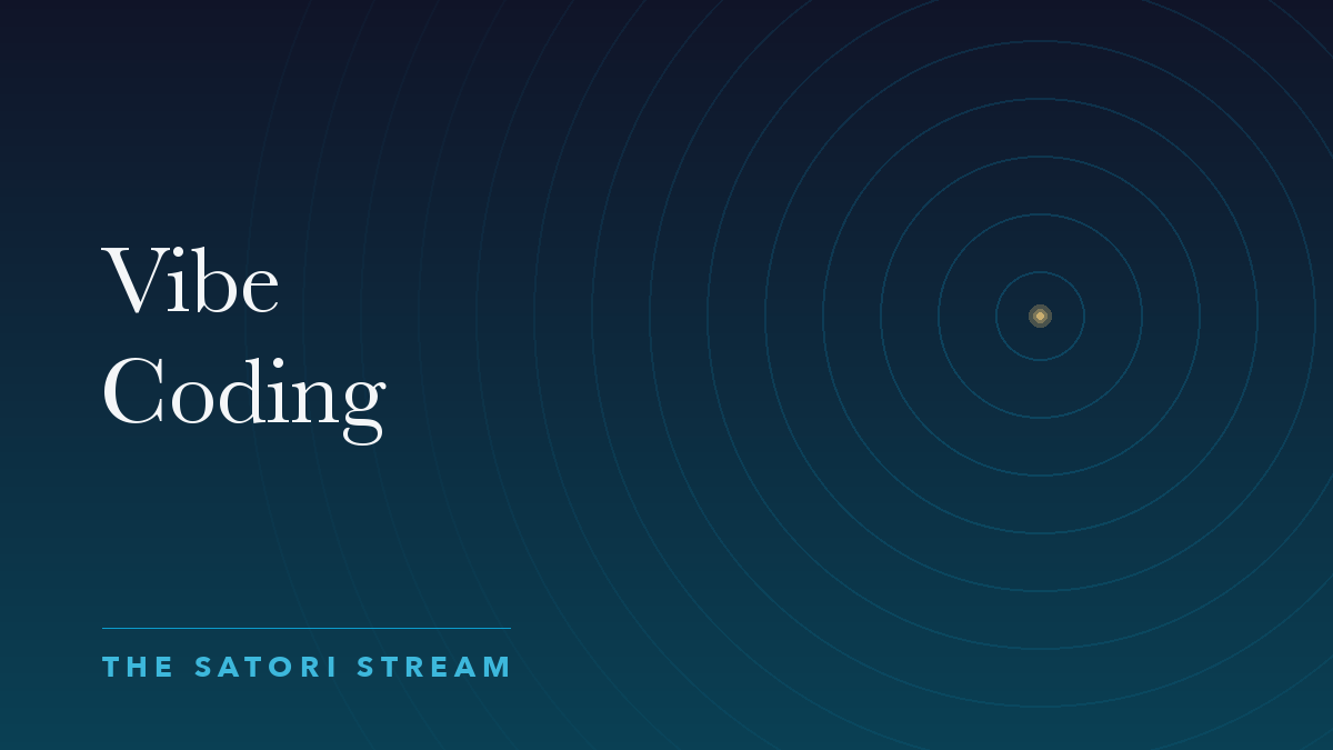 Cover art for Vibe Coding: rippling concentric circles radiating from a point of golden light on a deep blue gradient