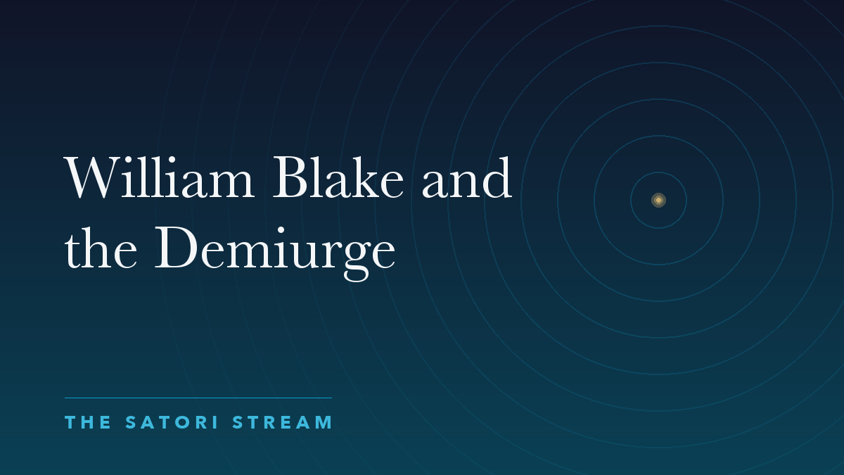 Cover art for William Blake: The Poet Who Painted the Demiurge: rippling concentric circles radiating from a point of golden light on a deep blue gradient
